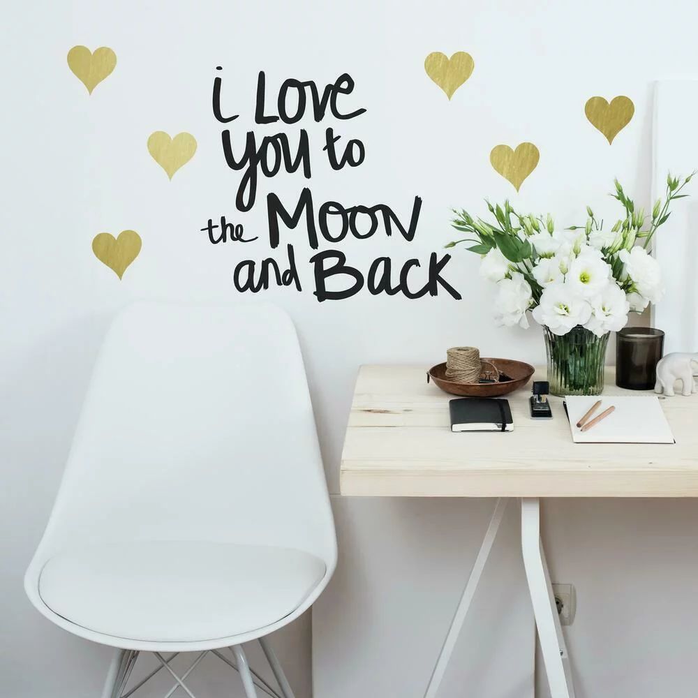 Roommates Love You to the Moon Quote Peel and Stick Wall Decals, 4.6" wide x 16.5" high | Walmart (US)