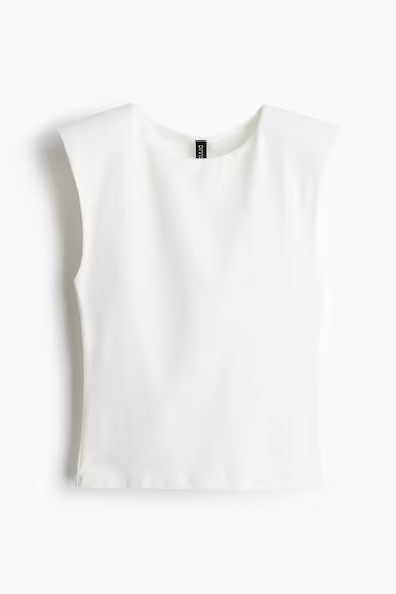 H & M - Tank Top with Shoulder Pads - White | H&M (US + CA)
