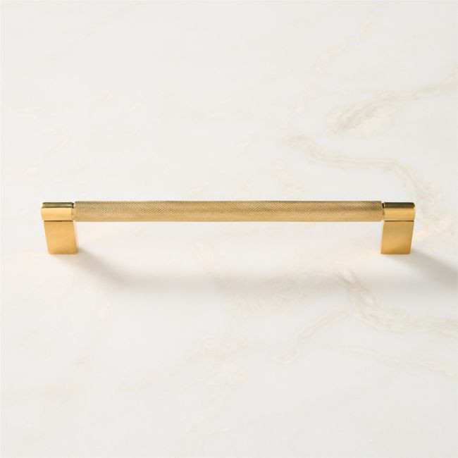 Nicolo knurled unlacquered brass handle, 8 inch