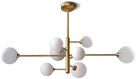 for Bedroom Living Room,Brass Chandeliers,Modern Matte Glass Globes During Light,Adjustable Heigh... | Amazon (US)