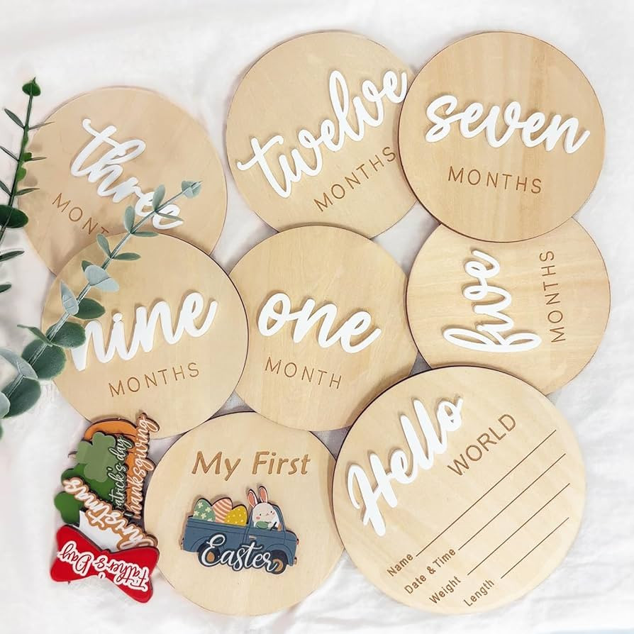 Monthly Baby Milestone Maker Discs, Baby Milestone Signs for Newborn Baby, Hello World Newborn Si... | Amazon (US)