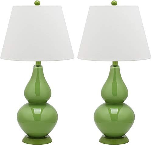 SAFAVIEH Lighting Collection Cybil Modern Contemporary Green Double Gourd Glass 27-inch Bedroom L... | Amazon (US)