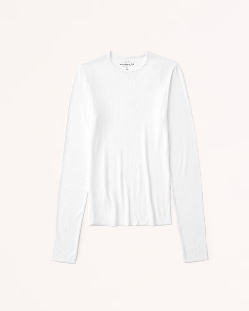 Women's Essential Long-Sleeve Featherweight Rib Tuckable Top | Women's Tops | Abercrombie.com | Abercrombie & Fitch (US)