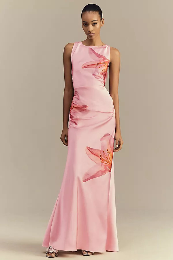 Mariella High-Neck Satin Maxi Dress | Anthropologie (US)