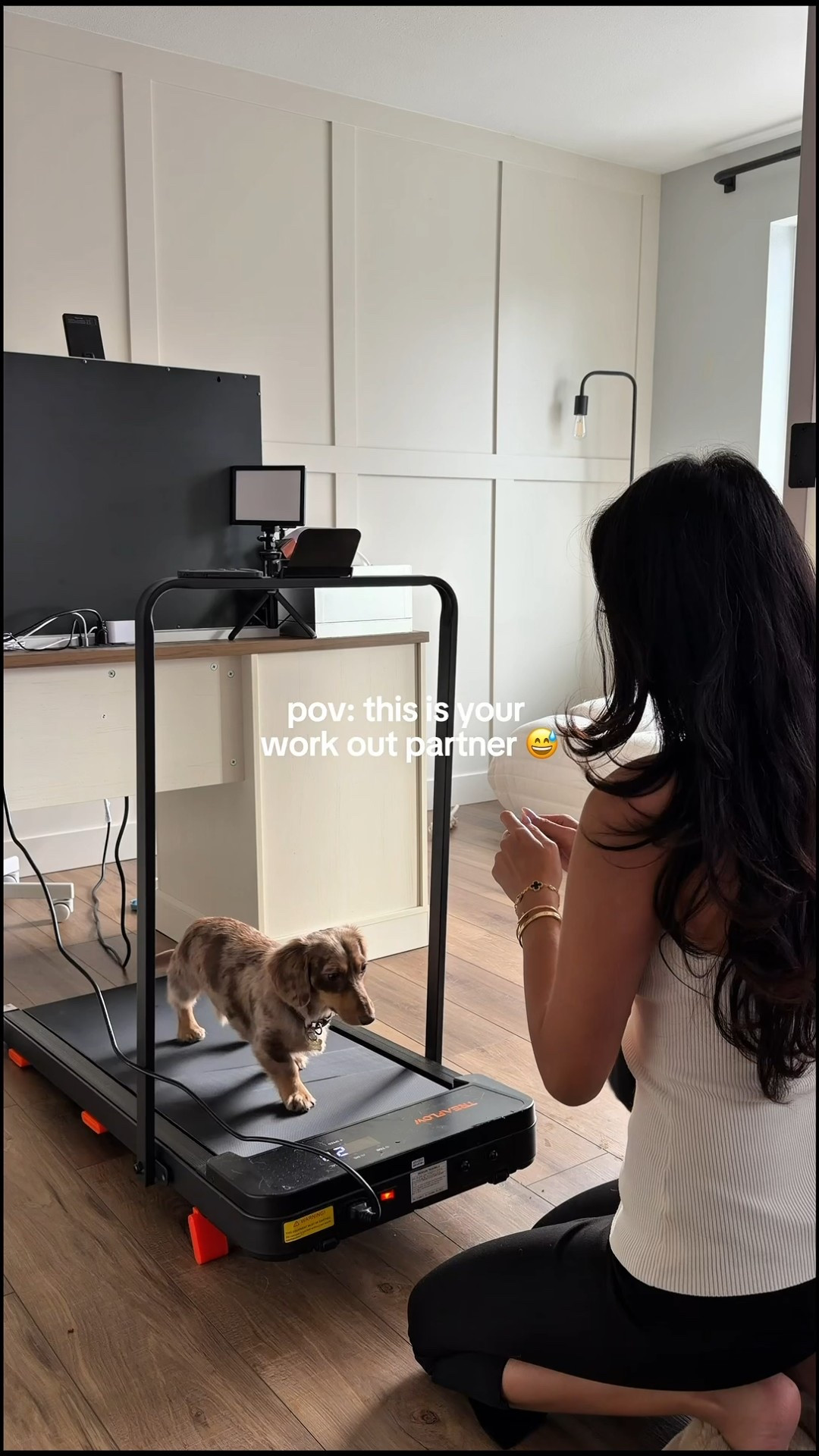 Easy everyday at home affordable walking pad with incline🚶🏻‍♀️🏡

got my pups to try walking it out at home too for the winter— en route to a new and realistic fitness goal routine 2026!! (this mini treadmill has wheels for an easy move)

#LTKActive #LTKHome #LTKfitnessgoals