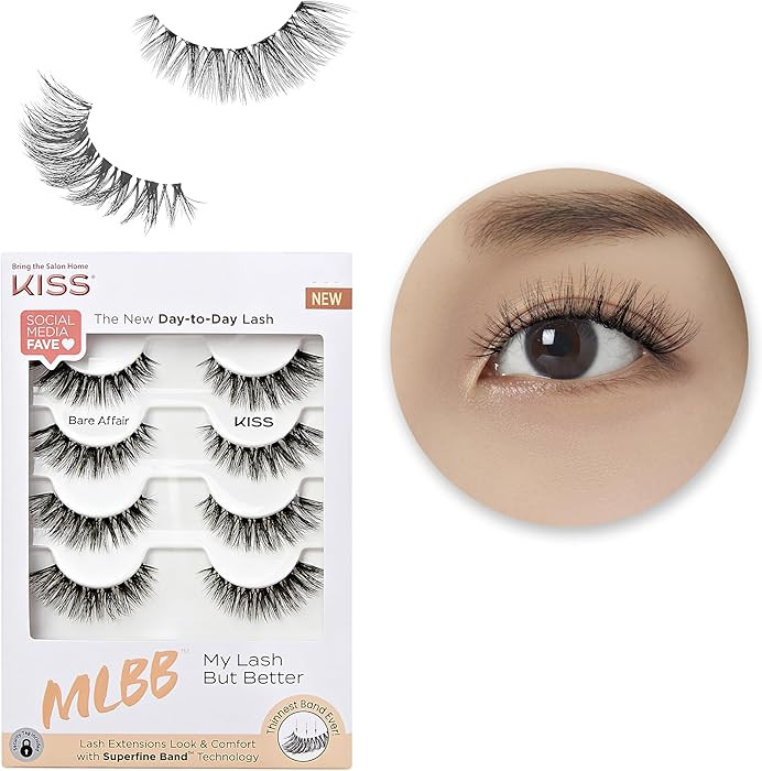 KISS My Lash But Better False Eyelashes Multipack, 'Bare Affair', 12mm, Superfine Band Technology... | Amazon (US)