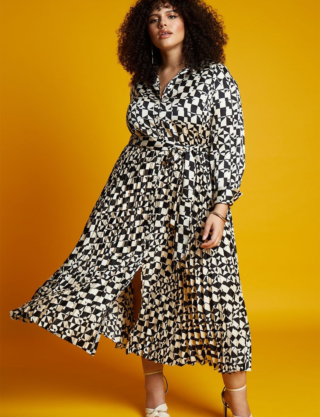 Pleated Skirt Fit And Flare Dress | Women's Plus Size Dresses | ELOQUII | Eloquii