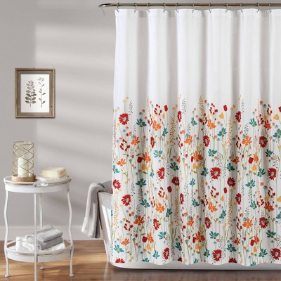 72"x72" Clarissa Floral Shower Curtain Turquoise/Tangerine - Lush Décor | Target