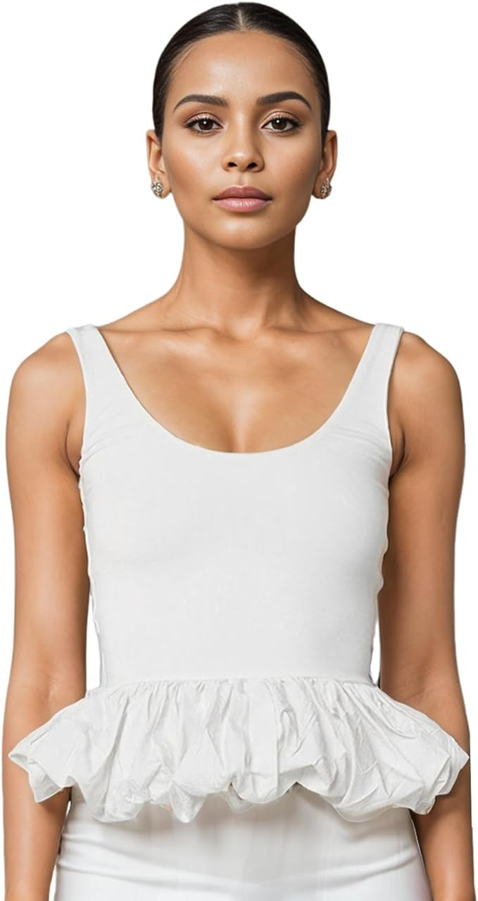 Backless Tank Tops for Women Ruffle Hem Sleeveless Backless Top Fashion Solid Summer Crop Tank To... | Amazon (US)