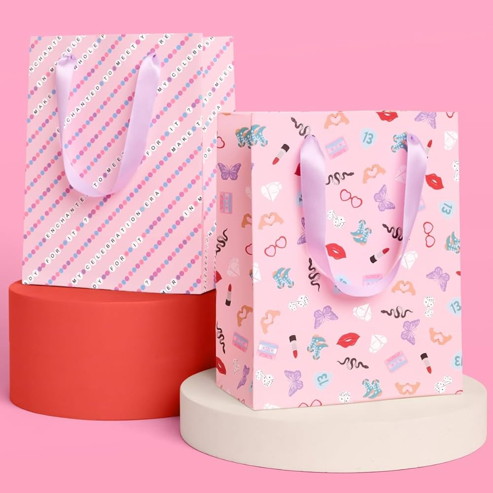 xo, Fetti Eras Gift Bag Set - 6 pcs | Lover Birthday Gift Wrap, Pink Decorative Christmas Bag, Ba... | Amazon (US)