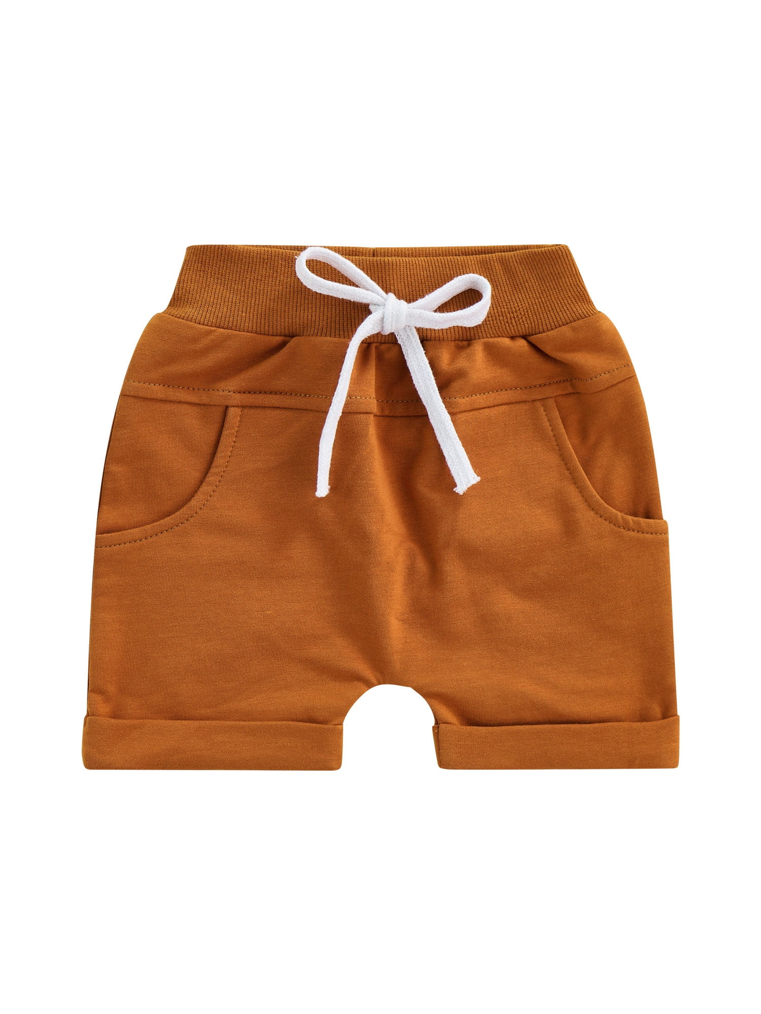 Nokpsedcb Kids Toddler Boys Summer Casual Shorts Solid Color Tie-up Elastic Waist Shorts with Poc... | Walmart (US)
