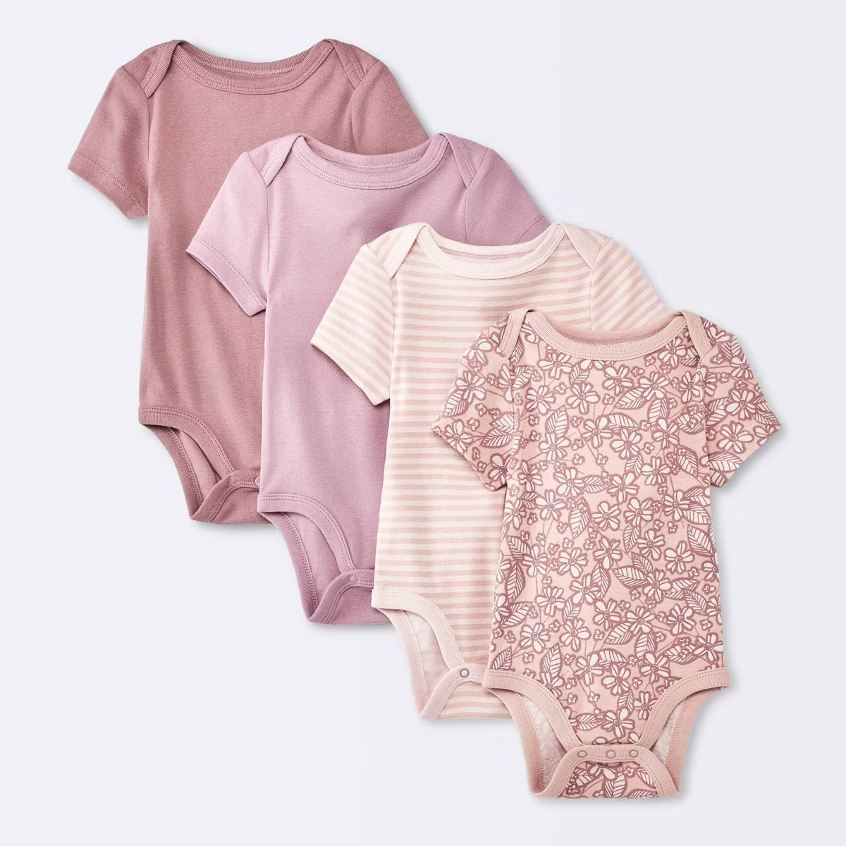 Baby Girls' 4pk Floral Short Sleeve Cotton Bodysuit - Cloud Island™ Pink | Target