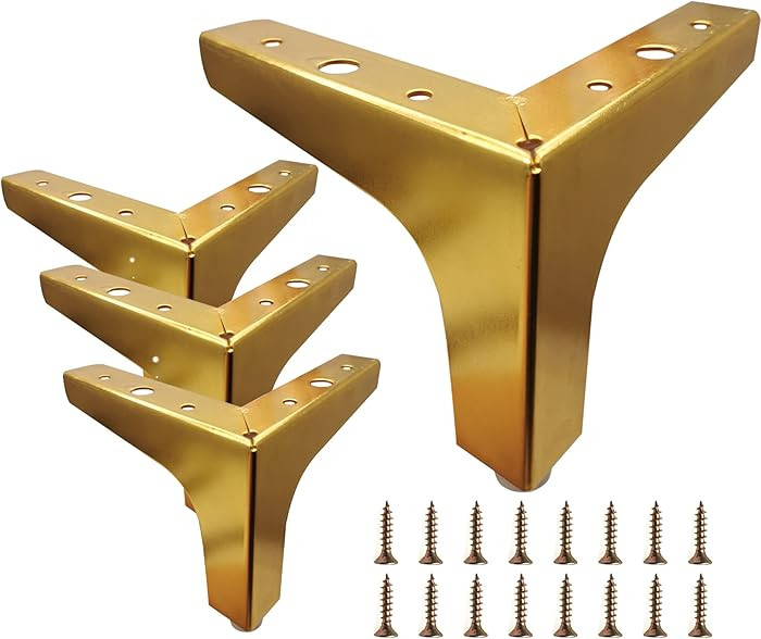 4 Inch Furniture Legs, Set of 4 Metal Furniture Legs Modern Triangle Feet Luxury Gold for Sofa Ca... | Amazon (US)