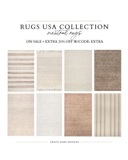 rugs USA sale + extra 20% off w/code: EXTRA — all my favorite neutral rugs affordable, quality, + beautiful! My no shed jute rug from my dining room + best seller off-white handwoven jute are my absolute two favorite rugs ever!

Neutral rug. Jute rug. Plaid rug. Wool rug. Stripe rug. White rug. Living room. Home decor  

#LTKsalealert #LTKstyletip #LTKhome