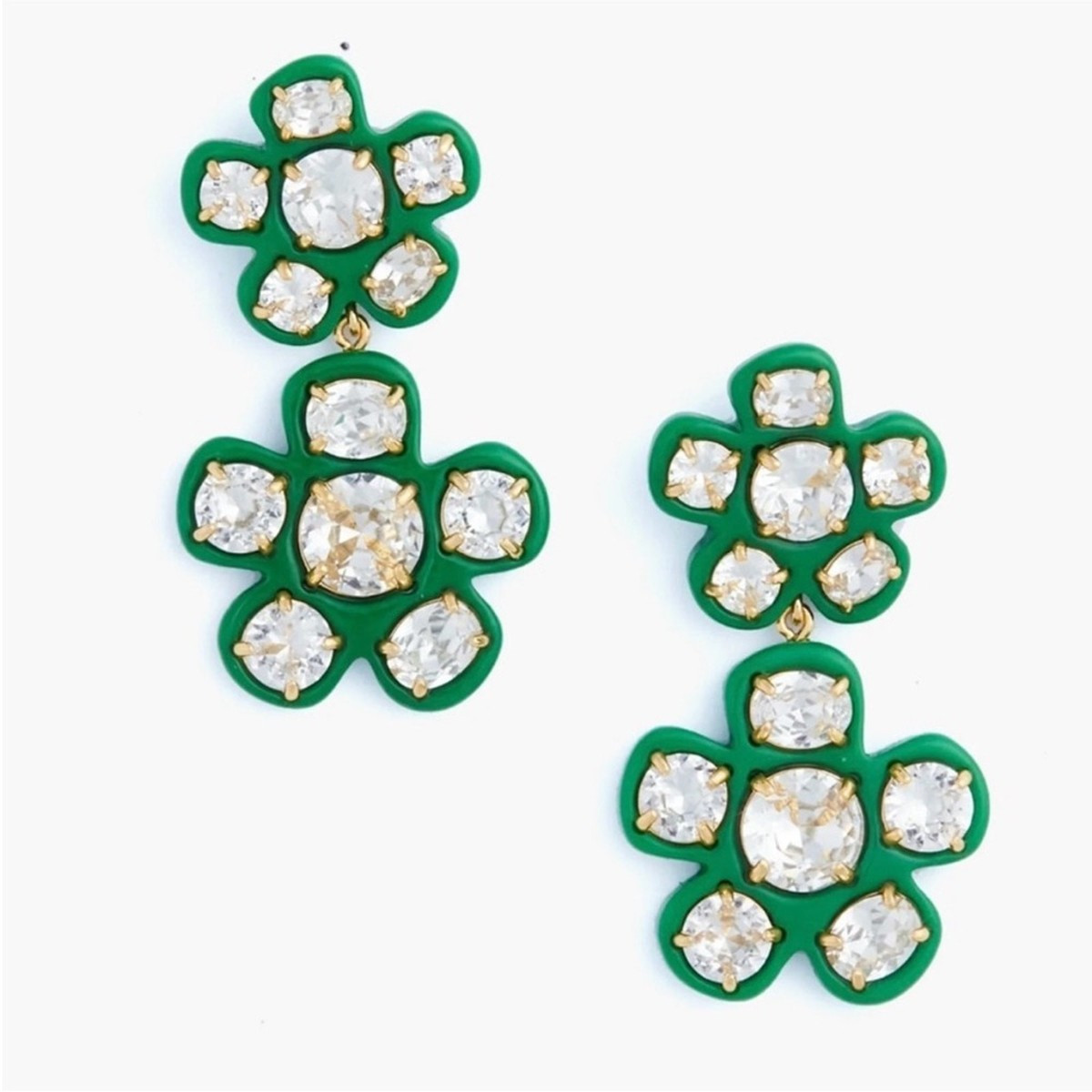 Tuckernuck x Atlantic-Pacific Daisy Drop Earrings Green Collab Double Flower  | eBay | eBay US