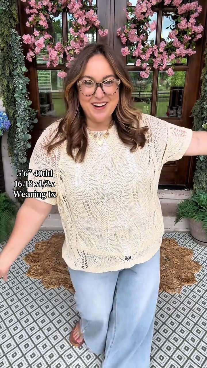 Eytino Women's Plus Size Crochet Hollow Out Half Sleeve Summer Sweater, Swim Outfit Top Cover up, vacation OOTD, beach outfit ideas 

 #LTKootd #LTKPlusSize #LTKSwim