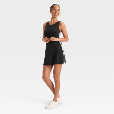 Women's Knit Sporty Contrast Active Dress - JoyLab™ Black L | Target