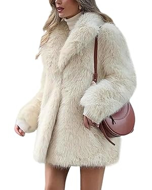 Wyeysyt Womens Faux Fur Coat Fluffy Lapel Furry Jacket Long Sleeve Shaggy Long Coat Winter Warm C... | Amazon (US)