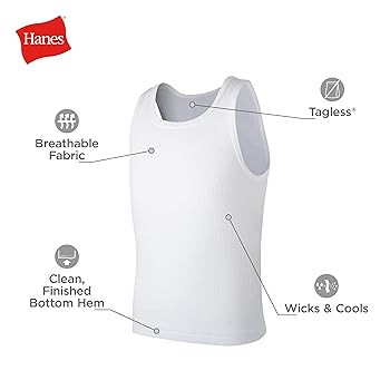 Hanes Boys’ Tank Cotton Undershirt, EcoSmart, 10 Pack, White | Amazon (US)