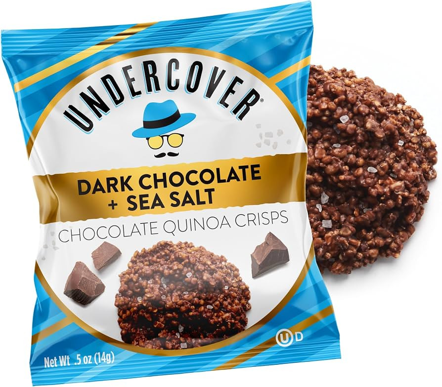 Undercover Snacks Dark Chocolate + Sea Salt Jumbo Quinoa Crisps, .5oz,30-CT | Amazon (US)
