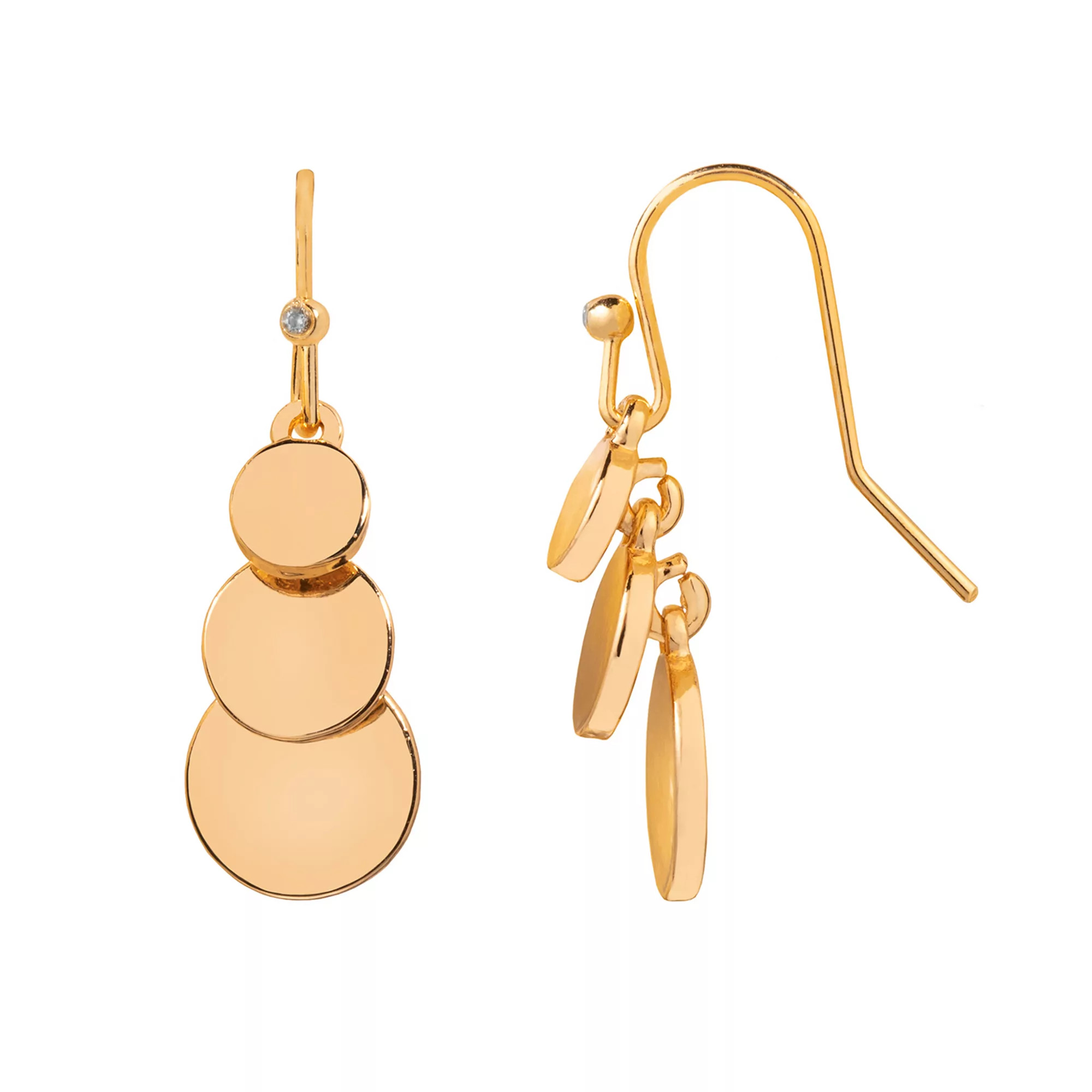 LC Lauren Conrad Gold Tone Discs Linear Drop Earrings | Kohl's