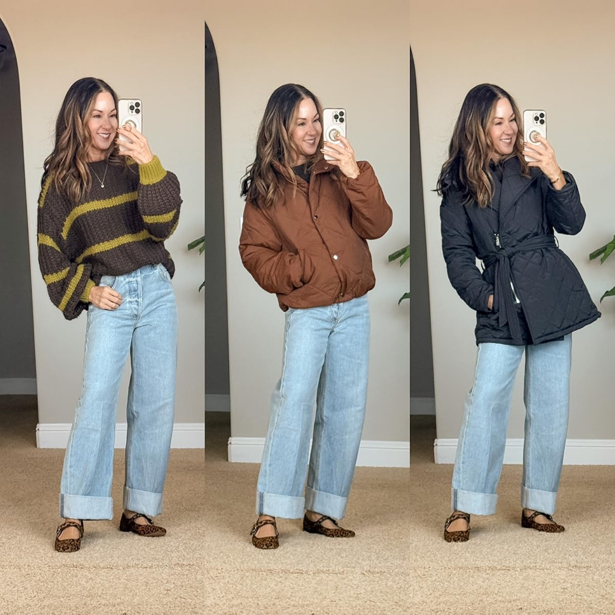 Trendy Fall Outfits

For reference I’m 5’1” & 109lbs. I’m wearing a size S in the quilted black puffer jacket, striped sweater and brown jacket. Leopard flats go up a 1/2 size.

Elevated style  winter looks  chic outfit inspo  fall outfits  wide jeans  women’s flats  puffer jackets  petite fashion  cute outfit inspo  cheetah Mary janes  trending styles  EverydayHolly

#LTKSeasonal #LTKOver40 #LTKStyleTip