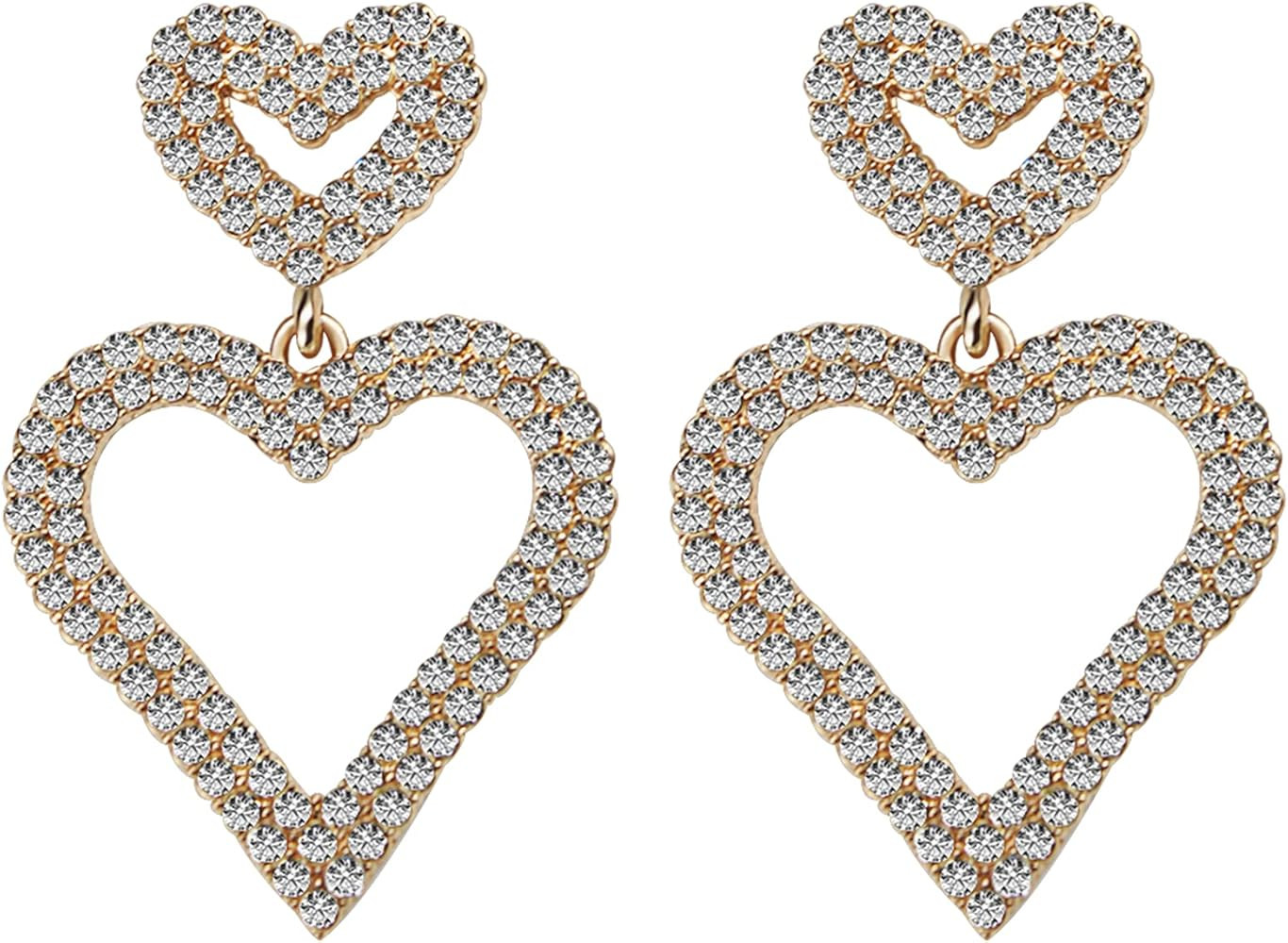 Statement Drop Earrings - Bohemian Beaded Big Heart Dangle Earrings Gift for Women | Amazon (US)