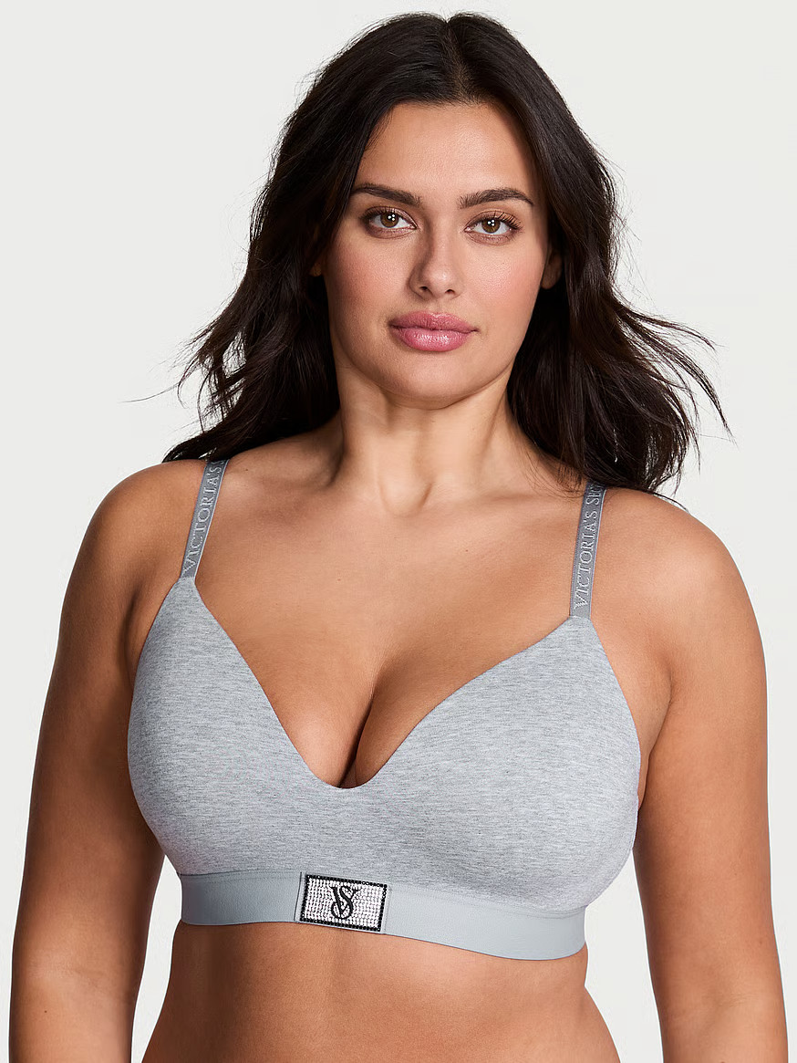 Buy Shine Patch Lightly Lined Wireless Bra, Medium Heather Grey - Order Bras online - Victoria's ... | Victoria's Secret (US / CA )