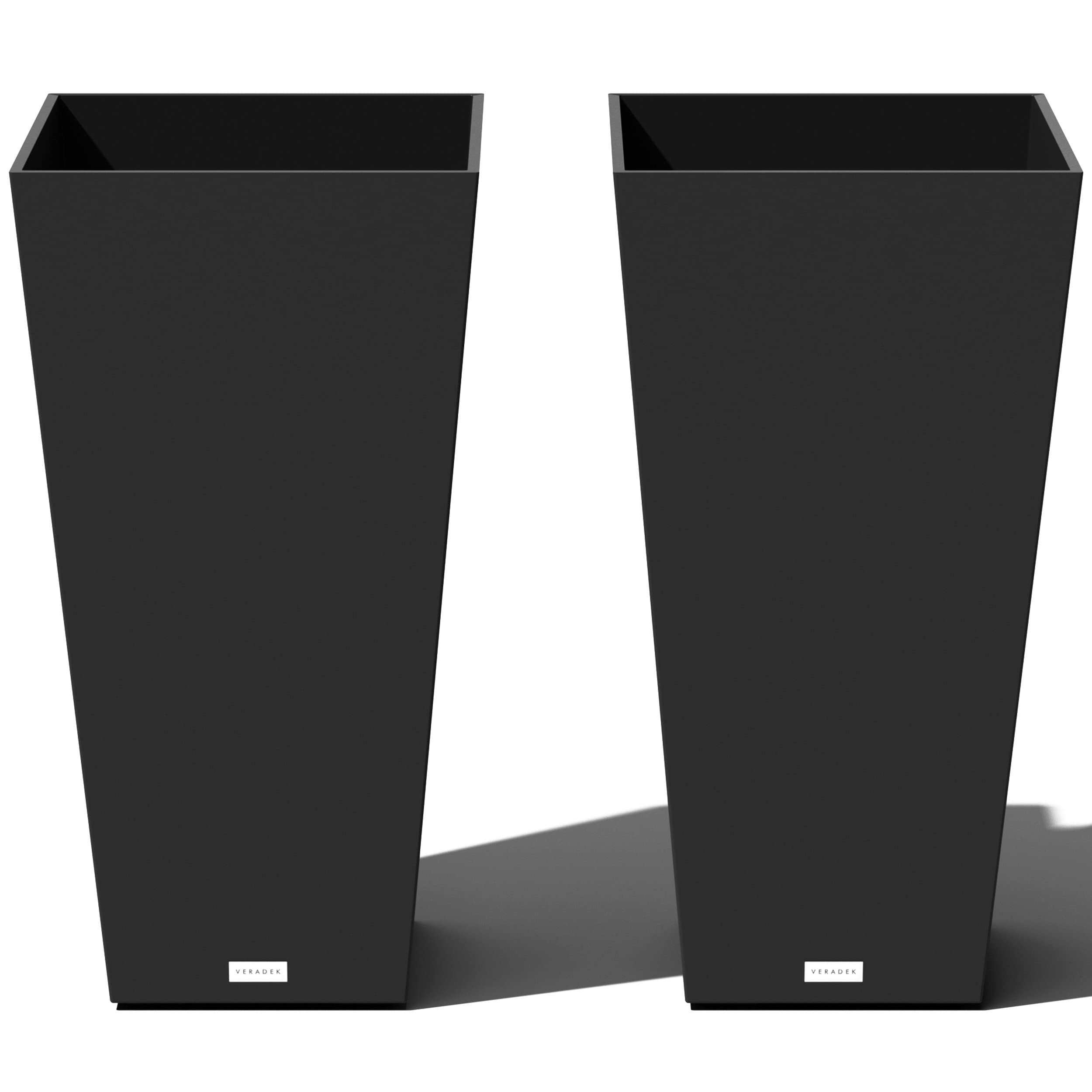 Veradek V-Resin Indoor/Outdoor Taper Planter, Set of 2 (30 inch, Black) | Amazon (US)