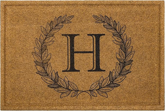 Mohawk Home Entryway Door Mat Laurel Monogram Letter H 2' x 3' Faux Coir Doormat All Weather Outd... | Amazon (US)
