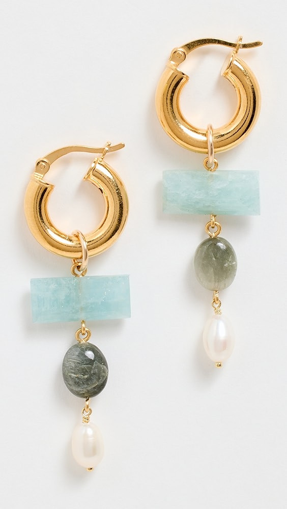 Chan Luu Aquamarine Mix Linear Drop Huggie Earrings | Shopbop | Shopbop