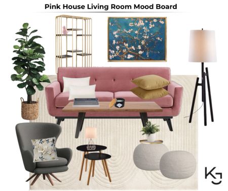 Spring inspired living room decor.  Pink sofa, cream wool rug, boucle swivel chair.

#LTKstyletip #LTKhome #LTKSpringSale