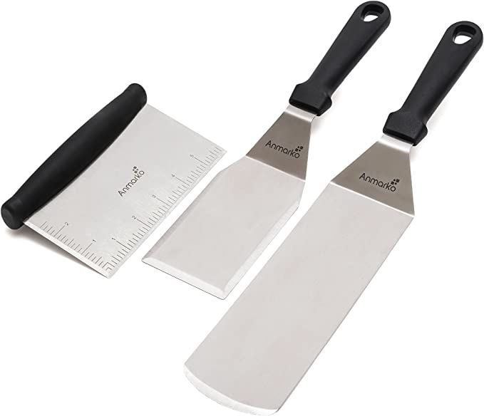 Metal Spatula Stainless Steel and Scraper - Professional Chef Griddle Spatulas Set of 3 - Heavy D... | Amazon (US)