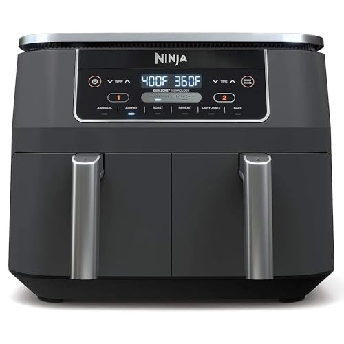 Ninja DZ201 Foodi 8 Quart 6-in-1 DualZone 2-Basket Air Fryer with 2 Independent Frying Baskets, Match Cook & Smart Finish to Roast, Broil, Dehydrate & More for Quick, Easy Meals, Grey | Amazon (US)