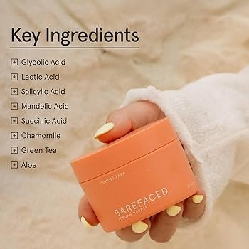 Amazon.com : Barefaced Toning Pads (60 count) - Exfoliating Face Pads with 2% Glycolic Acid & Sal... | Amazon (US)