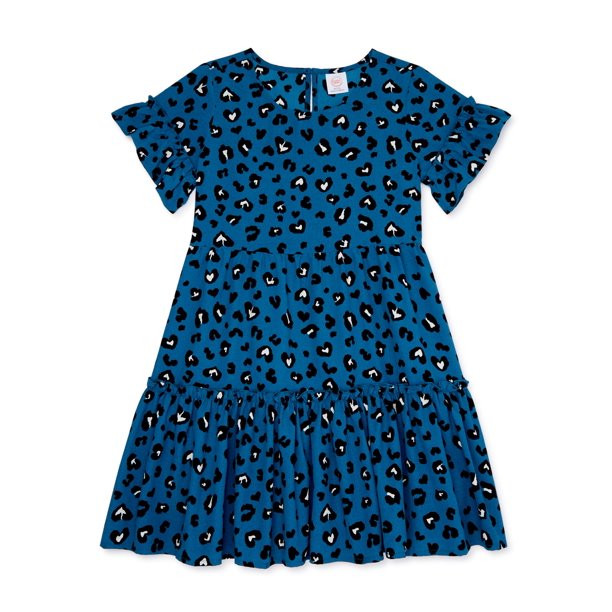 Wonder Nation Girls Ruffle Sleeve A-Line Dress, Sizes 4-16 & Plus | Walmart (US)