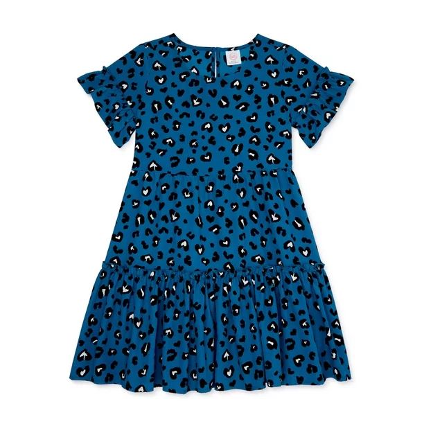Wonder Nation Girls Ruffle Sleeve A-Line Dress, Sizes 4-16 & Plus | Walmart (US)
