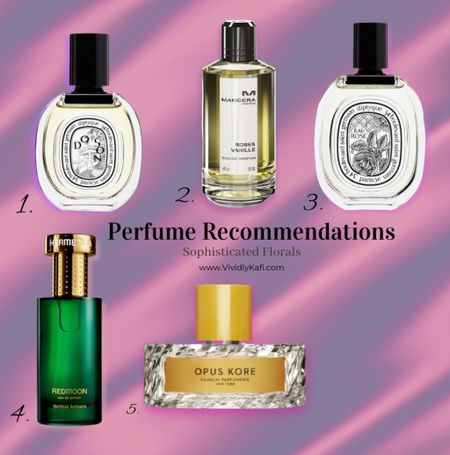 Sophisticated Florals Perfumes that pairs well with your outfits And moods 🌸💗

These fragrances are definitely worth getting the full size

1. Do Son edt, Diptyque ( a unique fresh, clean, authentic floral scent). 

2. Roses Vanille edp, mancera (roses for those who do not like rears. long lasting, compliment getter. 

3. Eau Rose edt, Diptyque (soft, slightly sweet rosy musk) 

4. Redmoon edp, Hermetica (unexpected segsy green, saffron, amber! Be careful you might get bitten!)

5. Opus Kore edp, Vilhelm Parfumerie (a bright, fresh, slightly fruity/ slightly floral)

- fall outfits
- fall wedding 
- travel outfit 

#LTKstyletip #LTKwedding #LTKbeauty