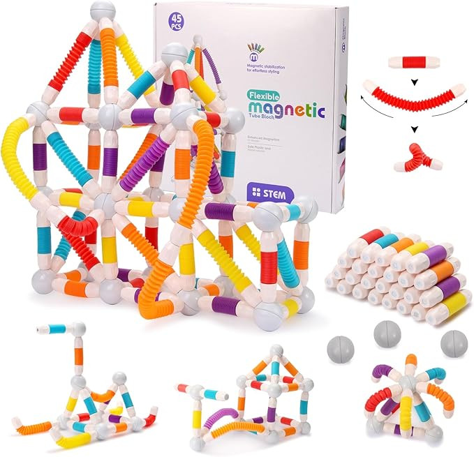 Extendable Magnetic Toy Montessori Toys for Kids Toddlers STEM Education Building Blocks 45PCS Ex... | Amazon (US)