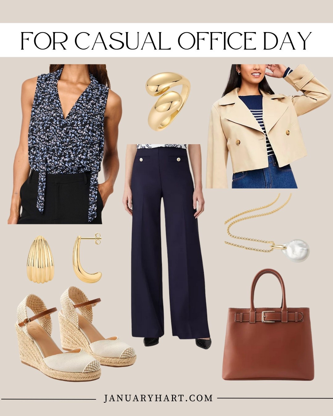 The March LookBook 🌷

Spring outfits, work outfit ideas, office outfit, cropped trench jacket, espadrilles, wide leg pants

#LTKOver40 #LTKWorkwear #LTKStyleTip
