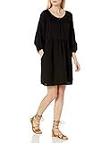 Velvet by Graham & Spencer Women's Malia Slub Gauze Peasant Dress, Black, X-Small | Amazon (US)