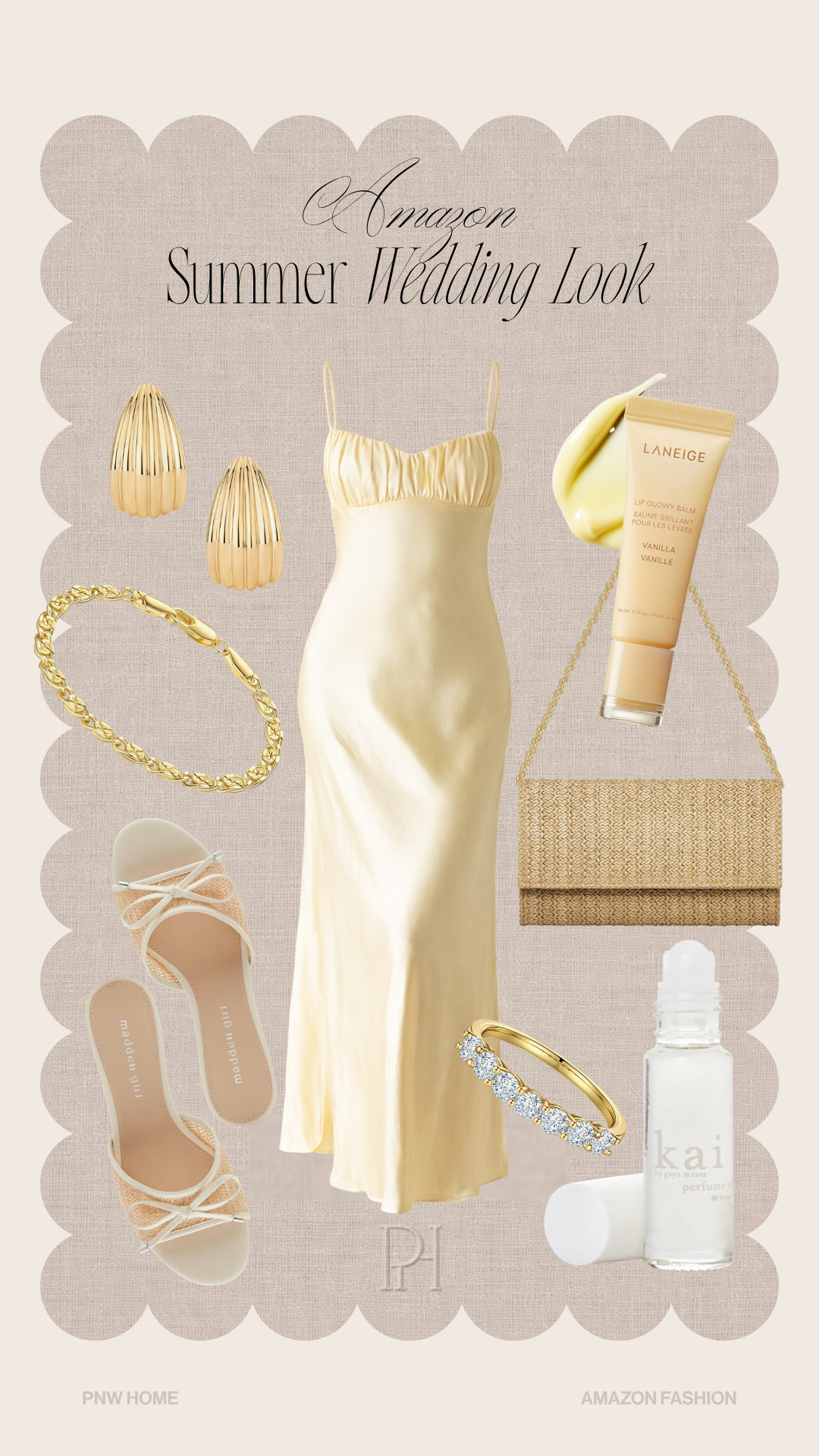 More Amazon finds I'm loving for a summer wedding guest look!

Butter yellow dress, satin dress, slip dress, silk dress, maxi dress, midi dress, kitten heel sandals, tan sandals, neutral sandals, summer footwear, roll on perfume, ring, gold bracelet, shell earrings, gold earrings, lip balm, lip gloss, neutral handbag, tan handbag, raffia handbag, wedding guest dress, wedding guest outfit 

 #LTKgrwm #LTKootd #LTKWedding