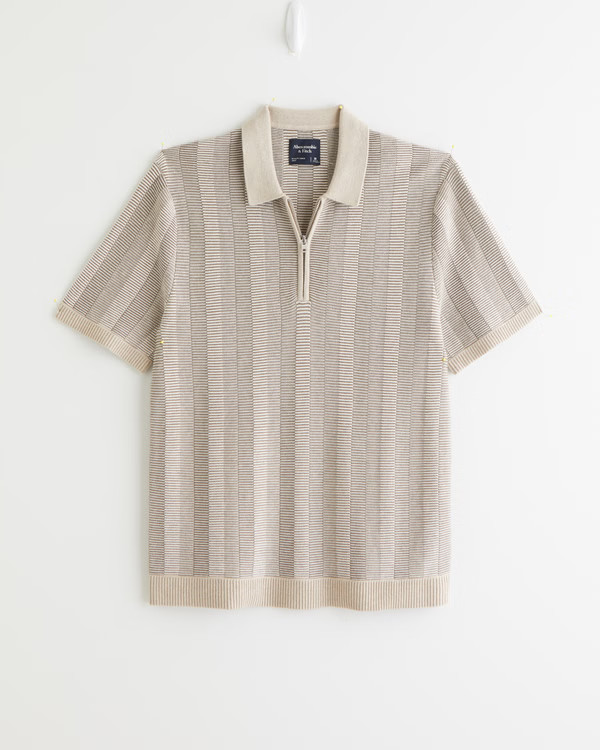 Contrast Textural Zip Sweater Polo | Abercrombie & Fitch (US)
