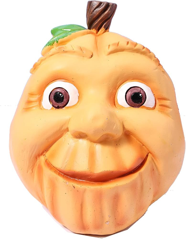 WASAIGOOD Halloween Funny Pumpkin Figurine Resin Ornament Pumpkin Statue Expression Sculpture Cra... | Amazon (US)
