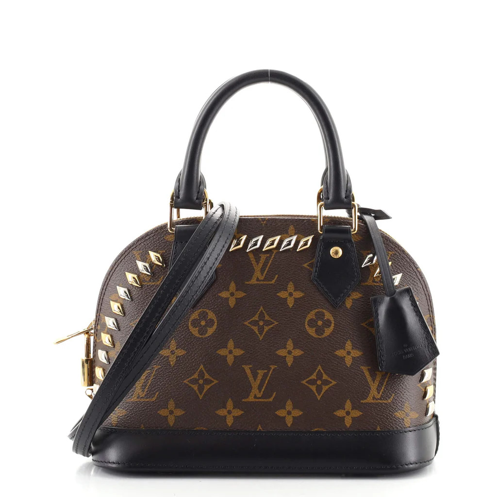 Metal Stones Alma Handbag Studded Monogram Canvas BB | Rebag