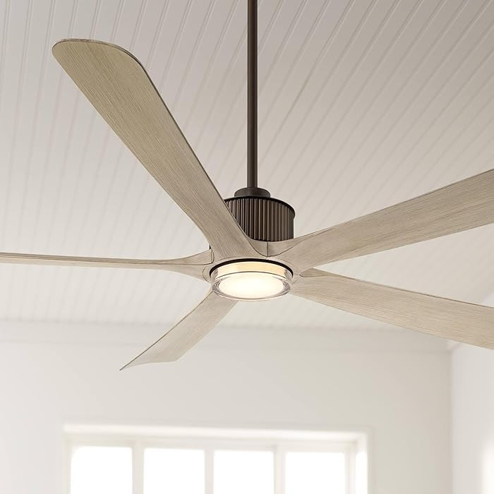 Casa Vieja 60" Hex Bronze and White Oak LED Cottage Core Ceiling Fan with Remote | Amazon (US)