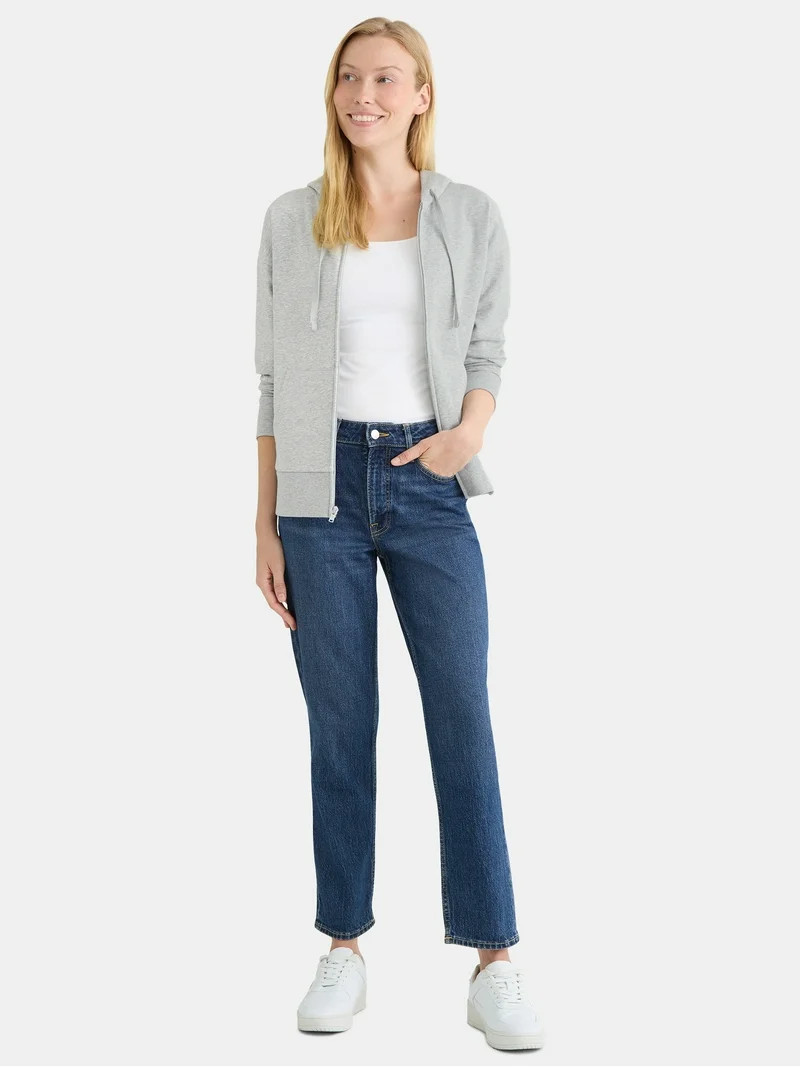 Time and Tru Women's and Women’s Plus Zip Front Fleece Hoodie Jacket, Sizes XS-4X | Walmart (US)