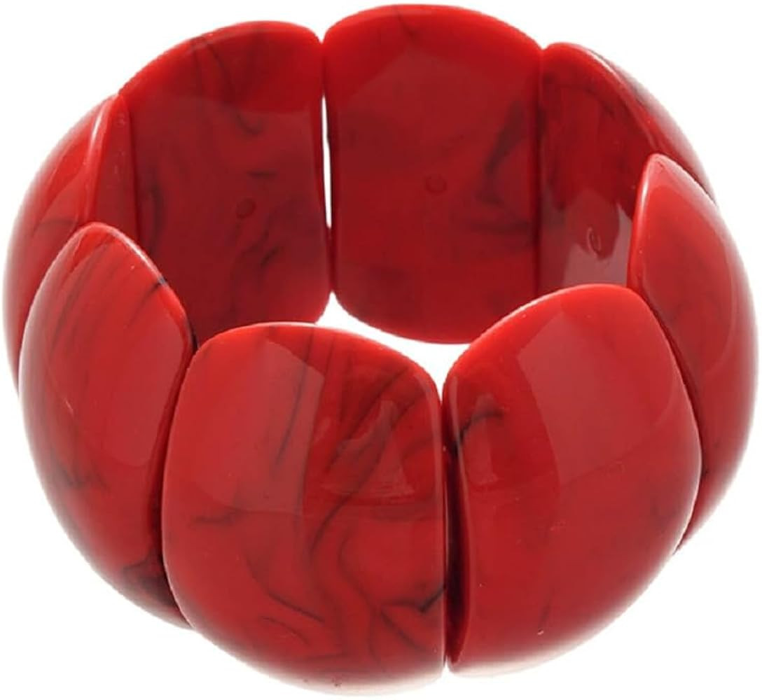 Caiyao Retro Acrylic Chunky Geometric Elastic Bangle Bracelets Colorful Wide Chunky Irregular Res... | Amazon (US)