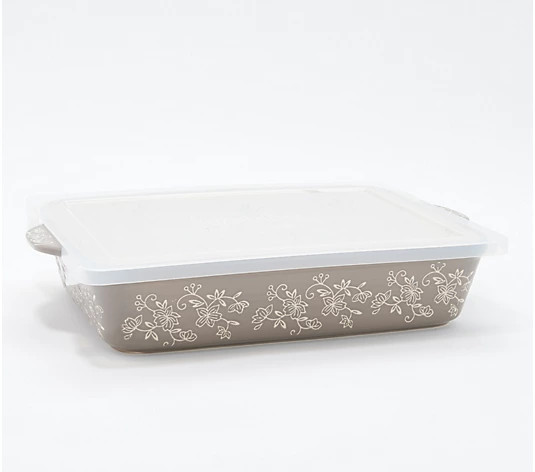 Temp-tations Floral Lace 13"x9" Baker with Storage Lid - QVC.com | QVC
