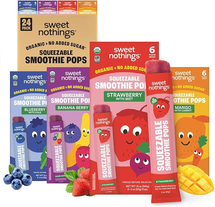 Sweet Nothings, Multi-Pack, USDA Organic Kids' Squeezable Super Fruit Smoothie, Value Pack of 24 ... | Amazon (US)